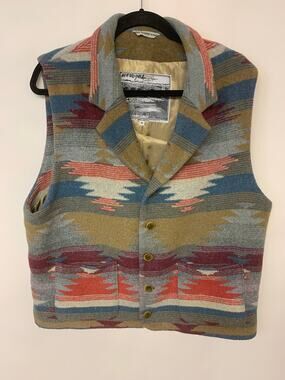 Sawyer of Napa Vintage Southwest Blanket Vest Aztec Geometric Mens SZ M